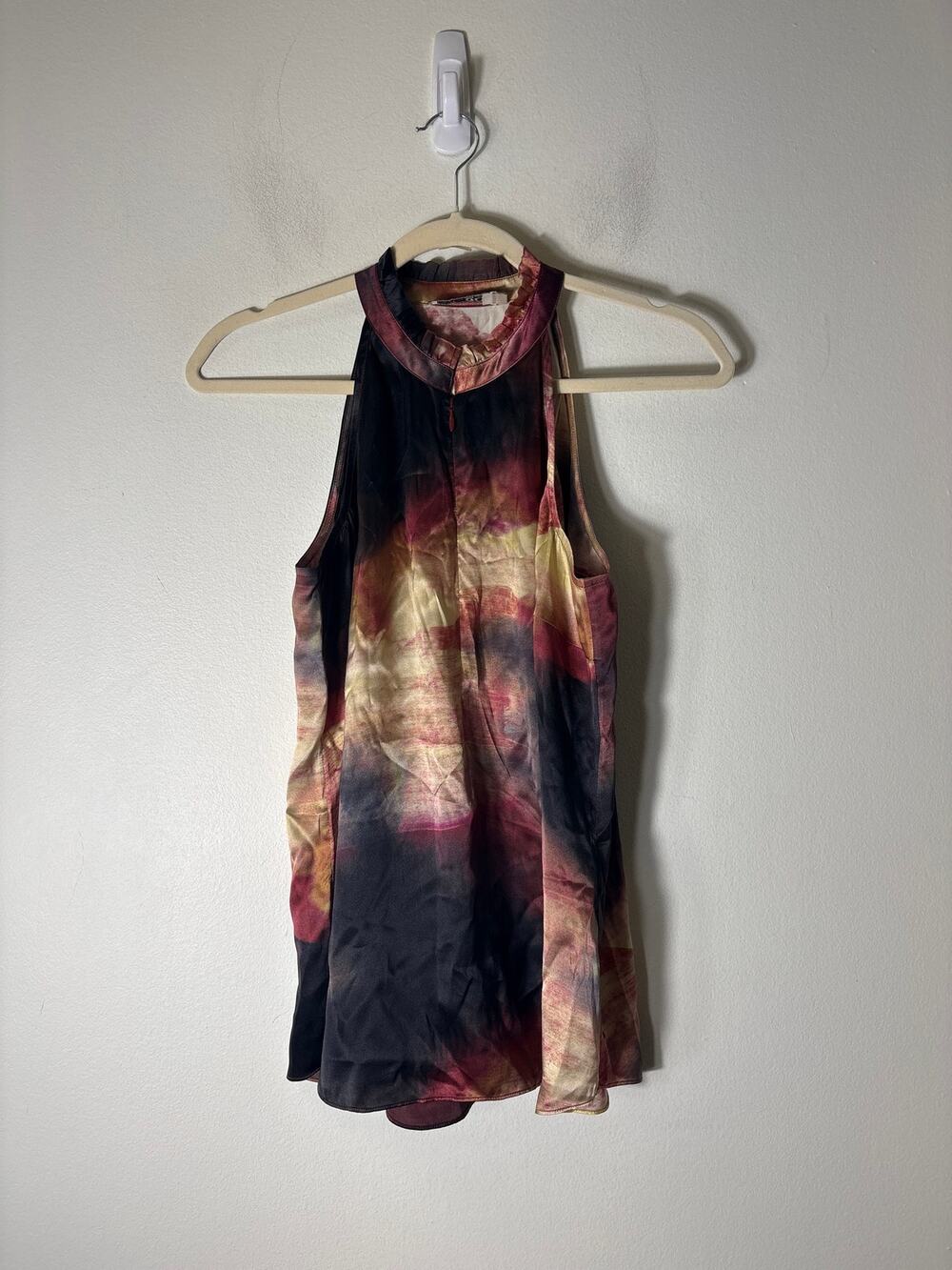 Go Silk Gold "Tie Dye" Sleeveless Silk Top Sz S